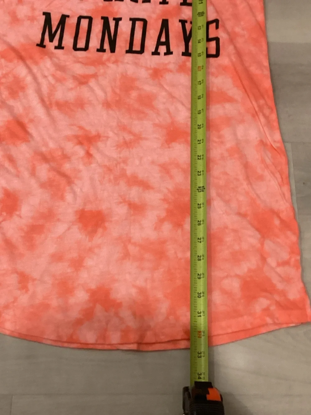 PINK Victoria's Secret Coral Tie-Dye 'I HATE MONDAYS' Racerback Tank slip PJs